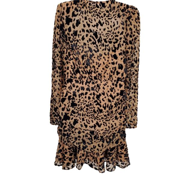 ASTR DRESS WOMEN'S SMALL LEOPARD  NIKITA TIERED RUFFLE HEM SHORT MINI VELVET - Picture 10 of 17